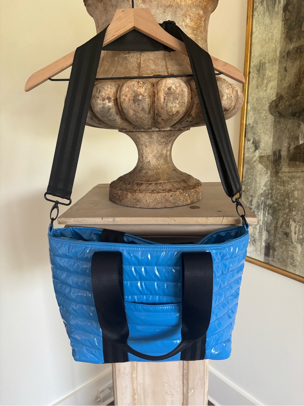 Think Royln Blue Patent Quilted Tote